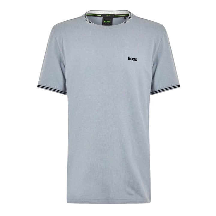 Boss Men's Grey Green Short Sleeve T-Shirt With Logo Detail (Taul Regular Fit) in Size M, Sports Direct