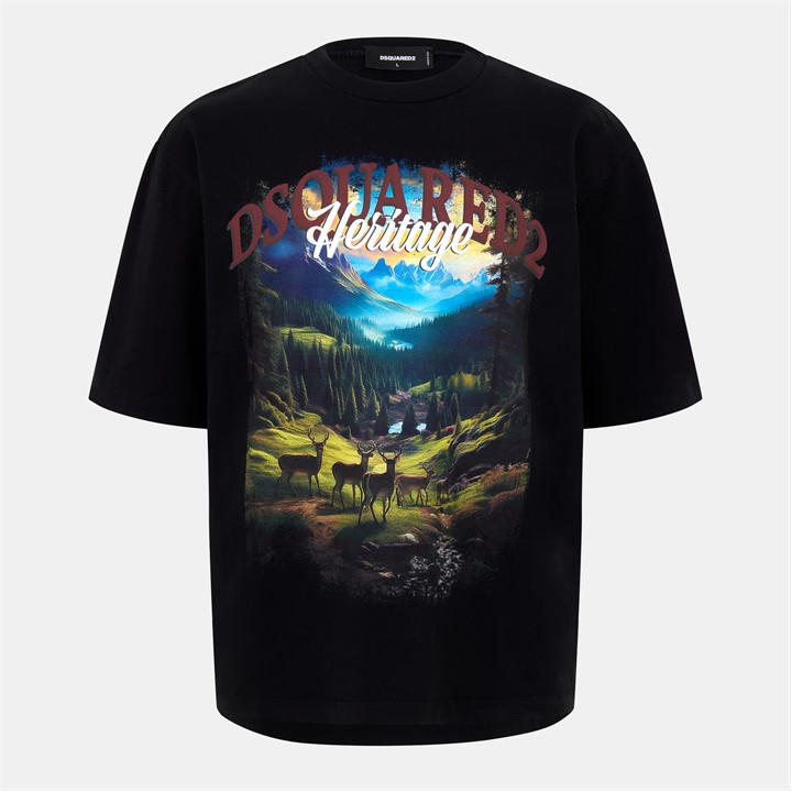 Dsquared2 Men's Black Dsq Heritage Oversized T-Shirt in Size M, Sports Direct