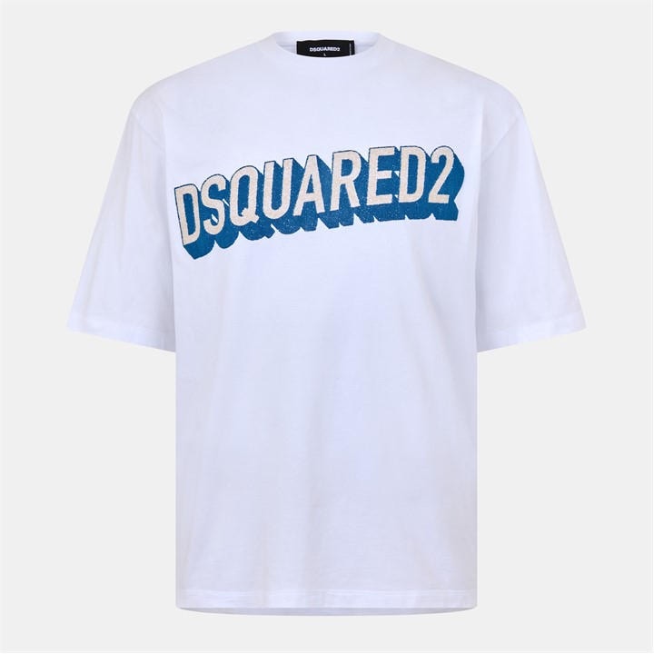 Italy  Men's  Cotton T-Shirt, Football by DSQUARED2 in Size XL, Sports Direct