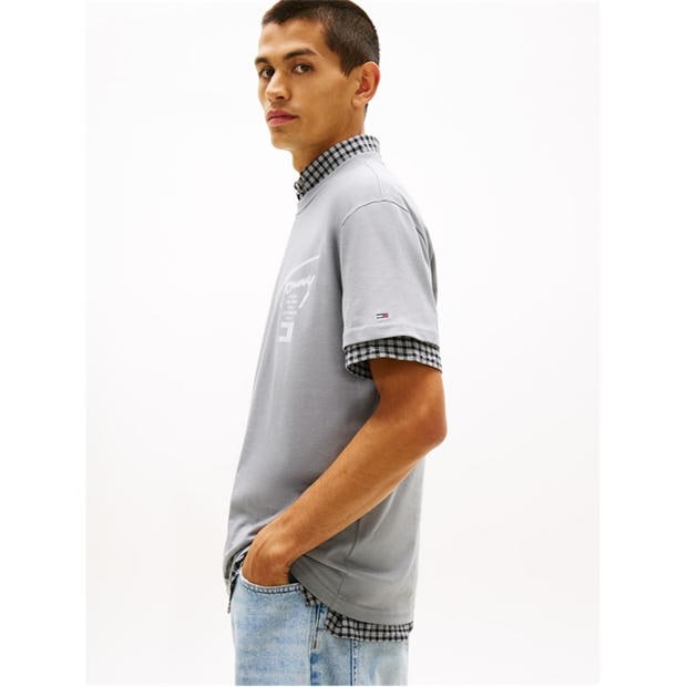 Sig City Grey - Tommy Jeans - Back Flag Logo T-Shirt