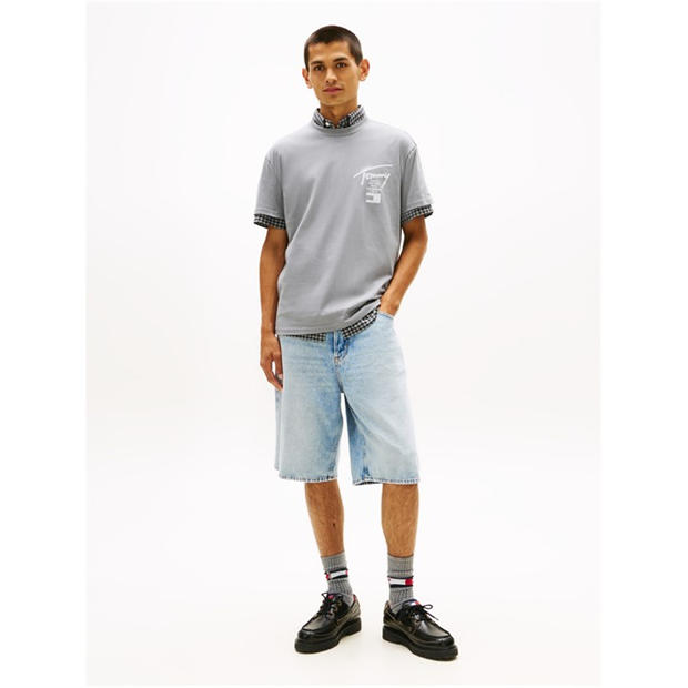 Sig City Grey - Tommy Jeans - Back Flag Logo T-Shirt