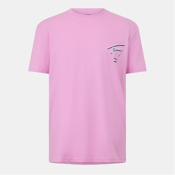 Tommy Jeans Men's Pink Back Flag Logo T-Shirt in Size 2XL, Sports Direct