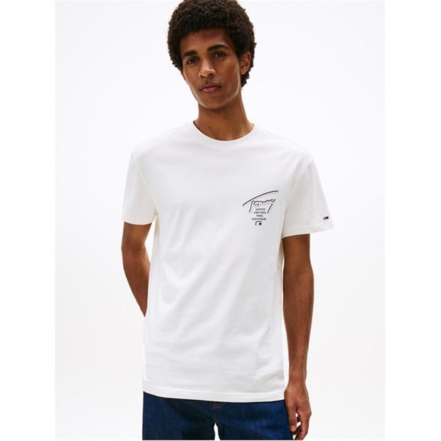 Бял Sig 2 - Tommy Jeans - Back Flag Logo T-Shirt