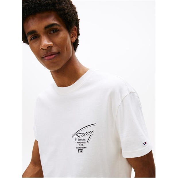 Бял Sig 2 - Tommy Jeans - Back Flag Logo T-Shirt