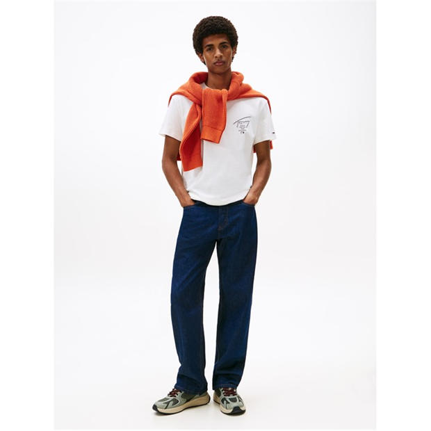 Бял Sig 2 - Tommy Jeans - Back Flag Logo T-Shirt