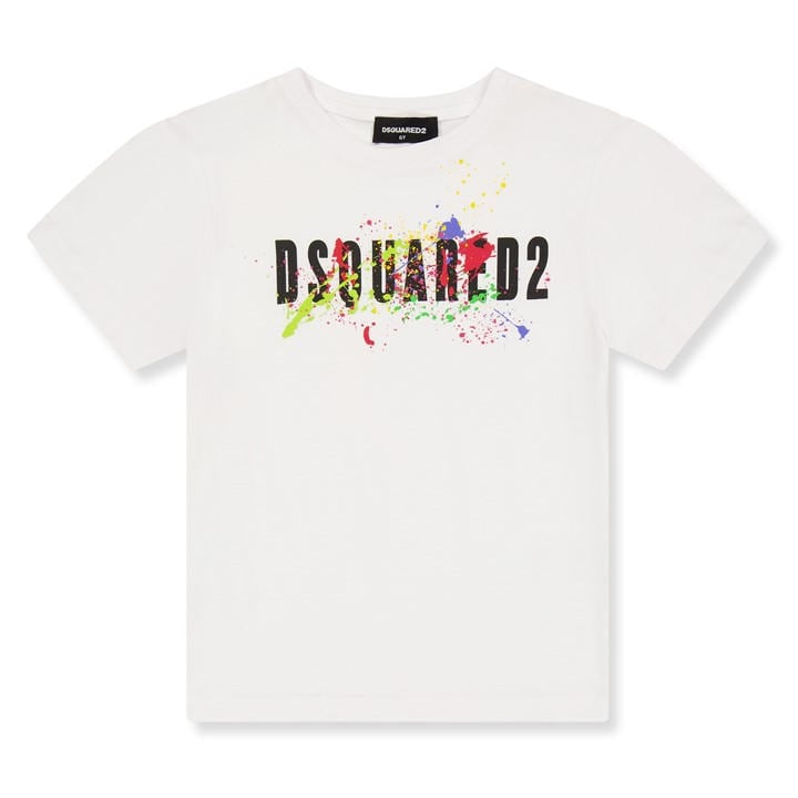 Dsquared2 Boys White Kids' Dsq Spray T-Shirt in Size 5 - 6 Years, Sports Direct
