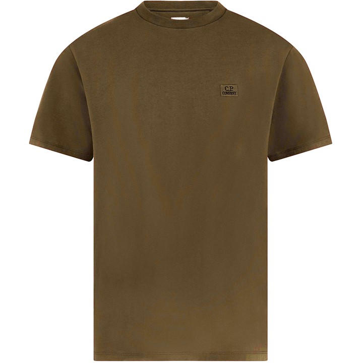 Cp Company Men's Green Regular Fit Basic T-Shirt