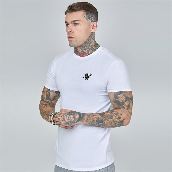 Siksilk Men's White Essentials T-Shirt in Size L, Sports Direct