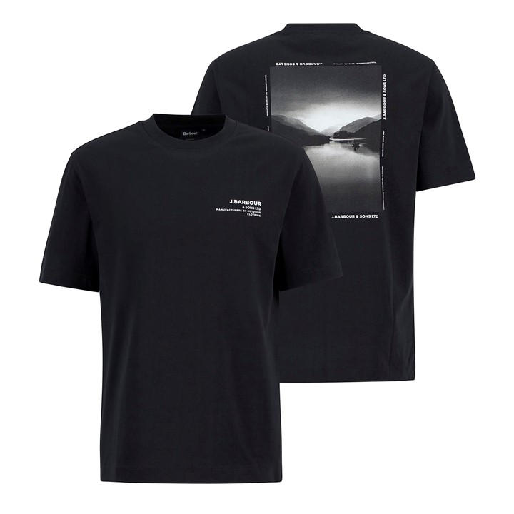 Barbour Men' Black Parkend Graphic T-Shirt in Size S, Sports Direct