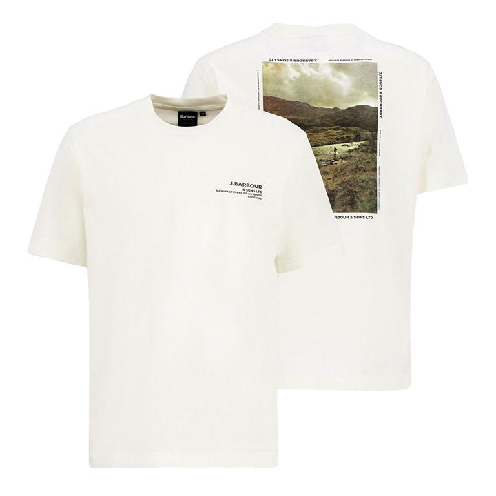 Barbour Men' Cream Parkend Graphic T-Shirt in Size S, Sports Direct