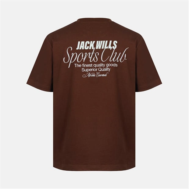Chocolate - Jack Wills - Men's Script Mix Cotton Short Sleeve Oversized T-Shirt