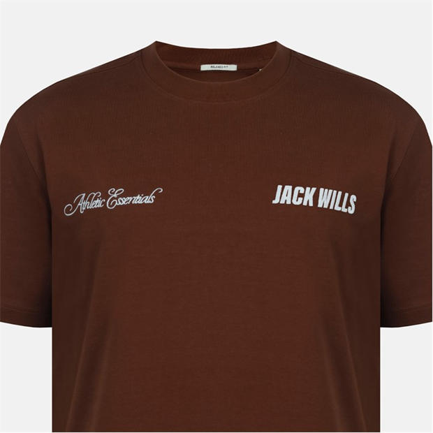 Chocolate - Jack Wills - Men's Script Mix Cotton Short Sleeve Oversized T-Shirt