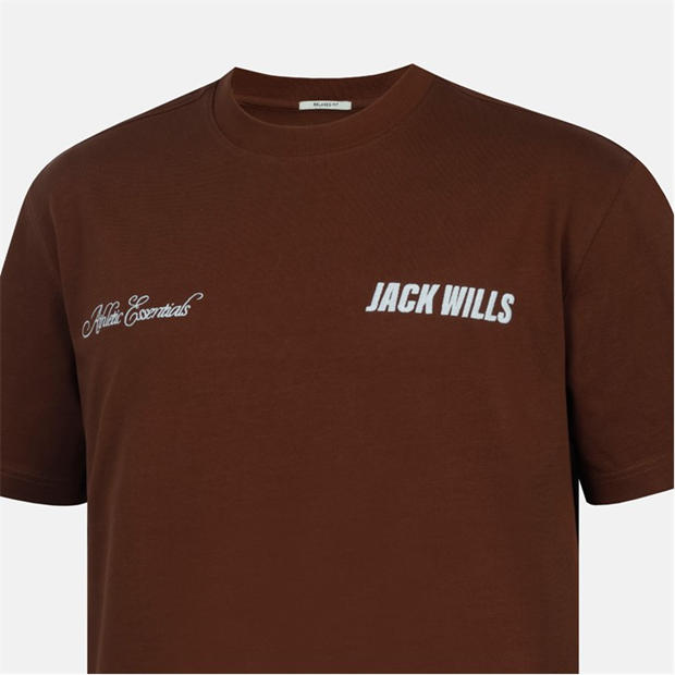 Chocolate - Jack Wills - Men's Script Mix Cotton Short Sleeve Oversized T-Shirt