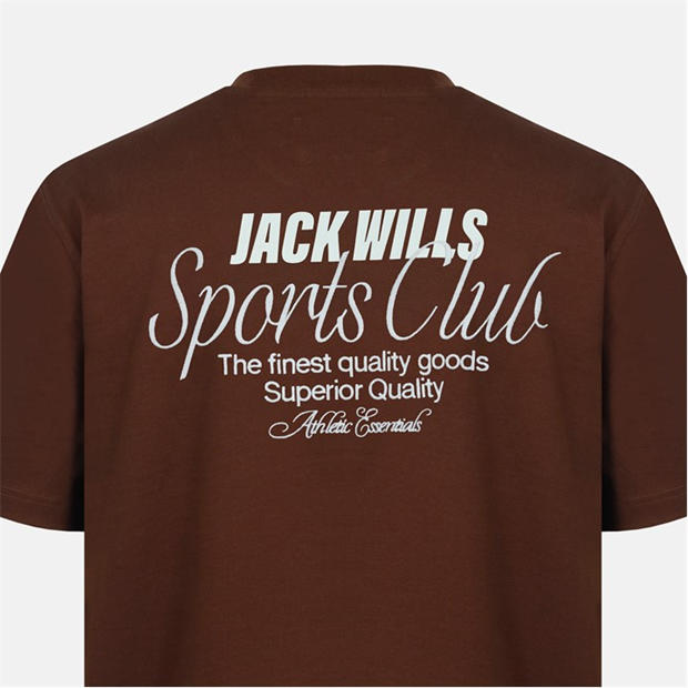 Chocolate - Jack Wills - Men's Script Mix Cotton Short Sleeve Oversized T-Shirt