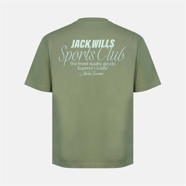Sage Green - Jack Wills - Men's Script Mix Cotton Short Sleeve Oversized T-Shirt