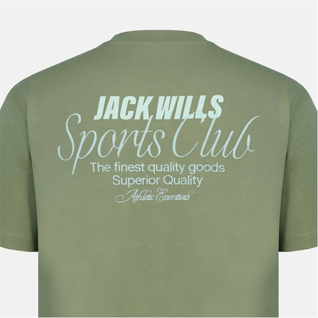 Sage Green - Jack Wills - Men's Script Mix Cotton Short Sleeve Oversized T-Shirt