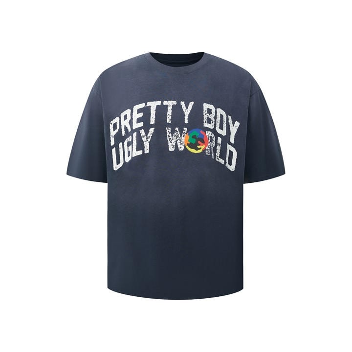 Pretty Boy Ugly World Men' Blue The Cotton Short Sleeve Crew Neck T-Shirt in Size S, Sports Direct