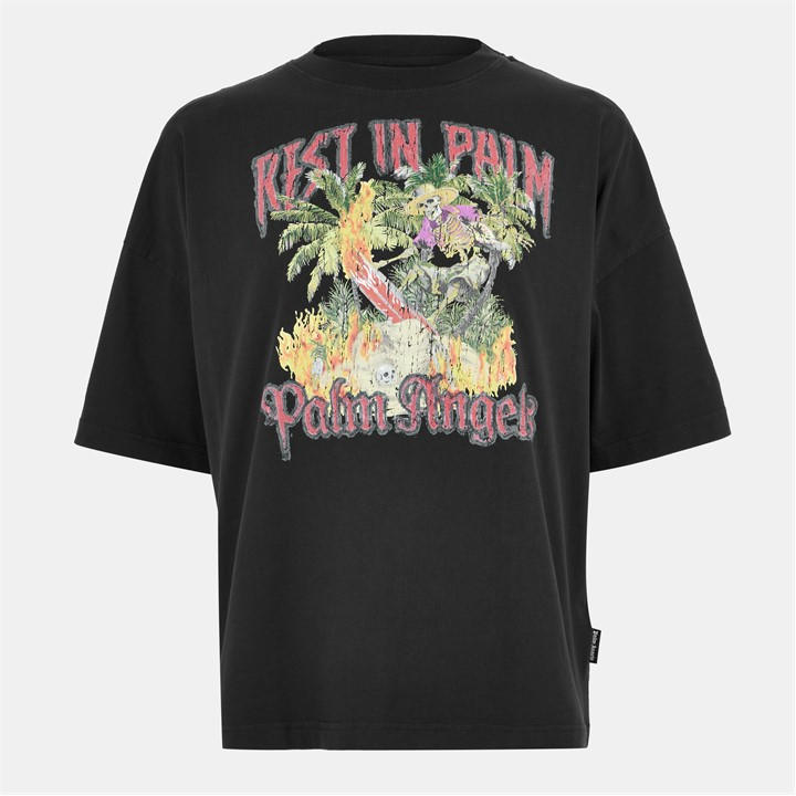 Palm Angels Men's Black Oversized T-Shirt in Size M, Sports Direct