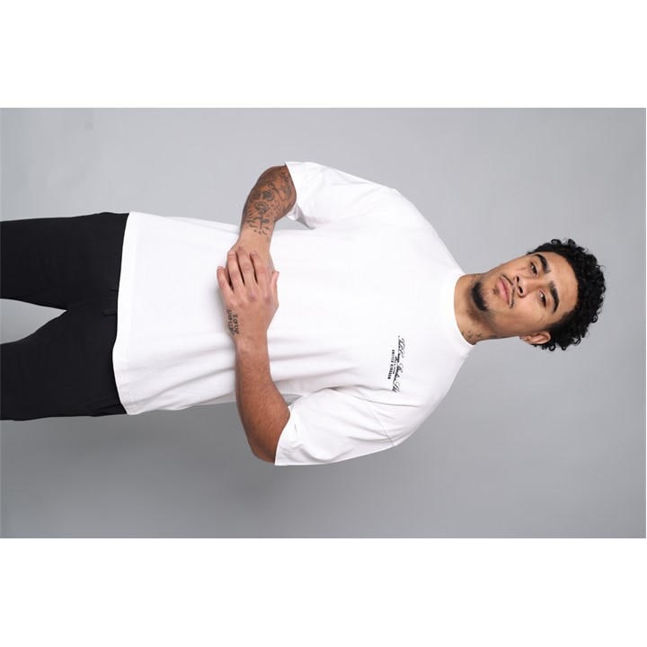 Tela Cruz Men' White Studio Tee Oversized T-Shirt in Size S, Sports Direct