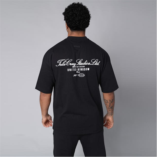 Black - Tela Cruz - Men's Studio Tee Oversized T-Shirt