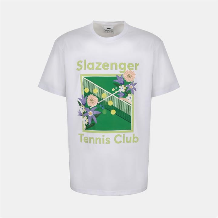 Slazenger Men's White Slaz Tennis Club Regular Fit T-Shirt in Size M, Sports Direct