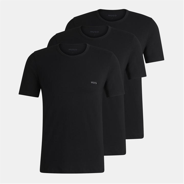Hugo Men's Black 3 Pack Of Pyjama T-Shirts in Size M, Sports Direct