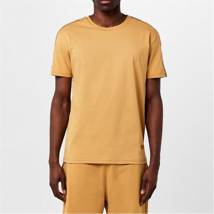 Moschino Men' Brown Tape Logo T-Shirt in Size S, Sports Direct