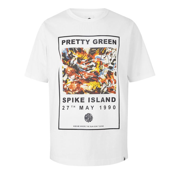 Pretty Green Men' White T-Shirt in Size S, Sports Direct