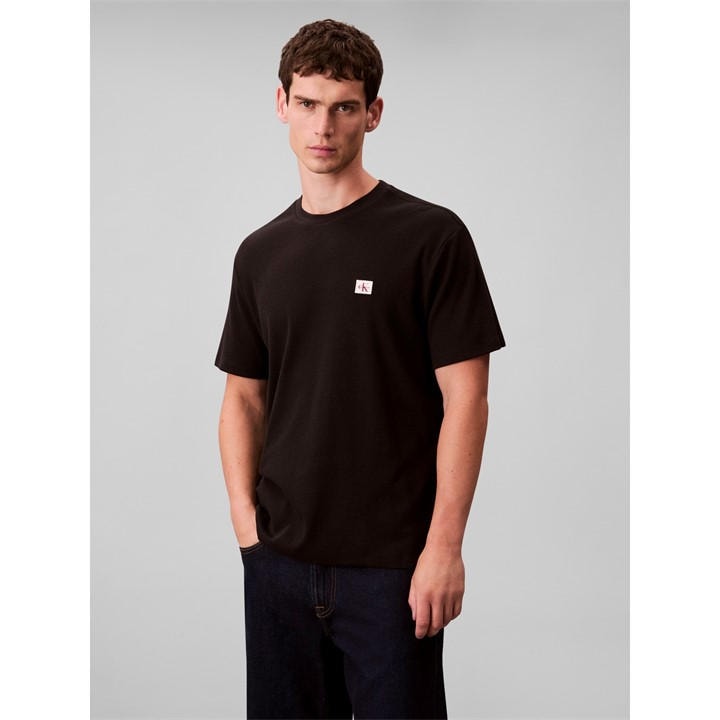 Calvin Klein Jeans Men' Black Regular Fit Waffle T-Shirt in Size S, Sports Direct