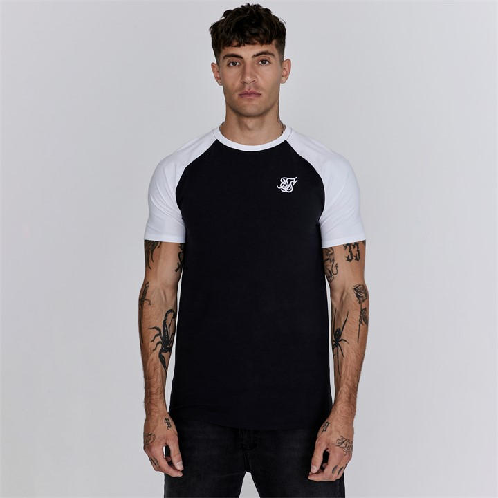 Siksilk Men's Black Regular Fit Raglan T-Shirt in Size L, Sports Direct
