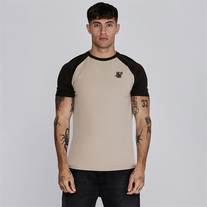 Siksilk Men's Beige Regular Fit Raglan T-Shirt in Size 2XL, Sports Direct
