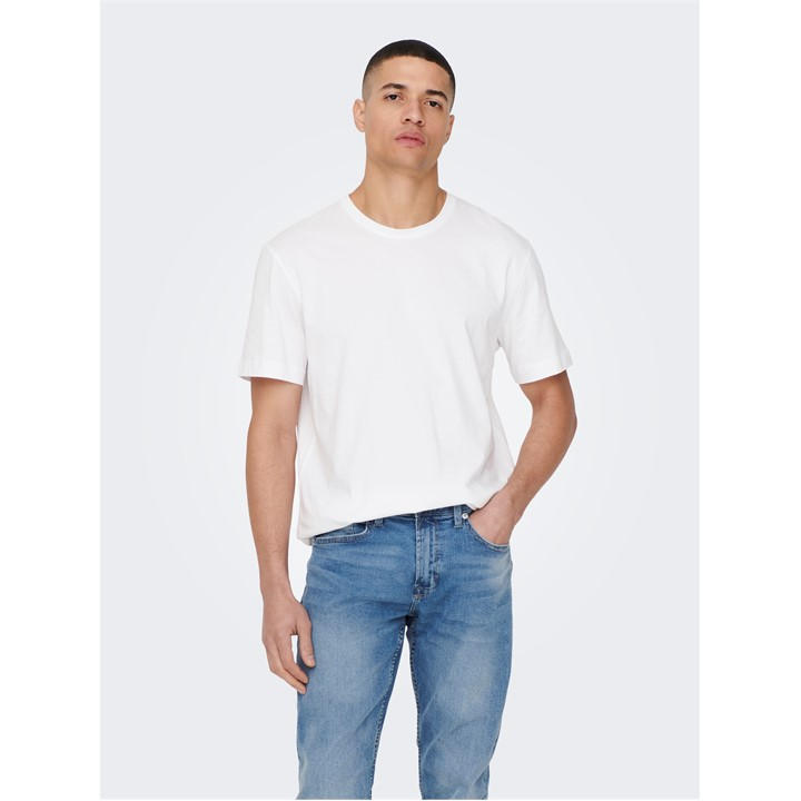 Only And Sons Men's White Max Life Regular Fit Short-Sleeve T-Shirt in Size M, Sports Direct