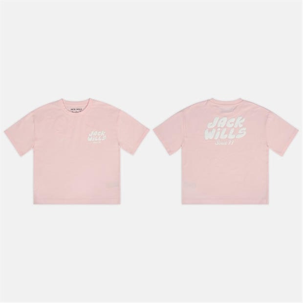 Pink - Jack Wills - Kids' Cotton Short Sleeve Crew Neck T-Shirt