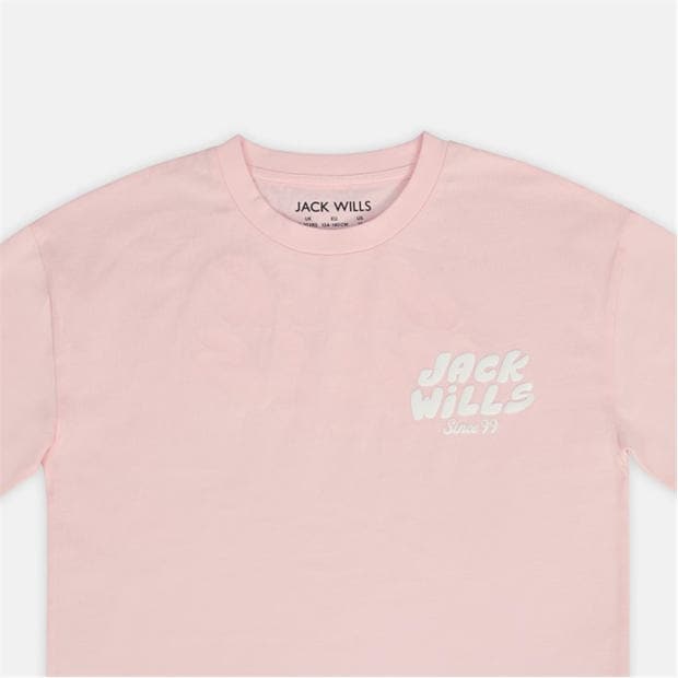 Pink - Jack Wills - Kids' Cotton Short Sleeve Crew Neck T-Shirt