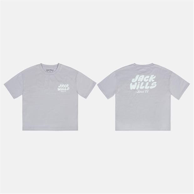 Lilac - Jack Wills - Kids' Cotton Short Sleeve Crew Neck T-Shirt