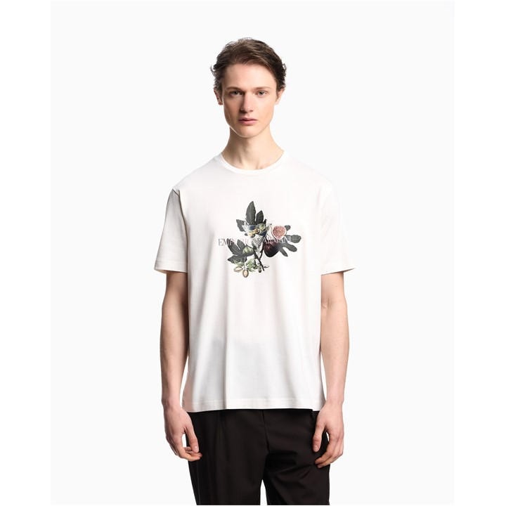 Emporio Armani Men's White Regular Fit T-Shirt in Size M, Sports Direct