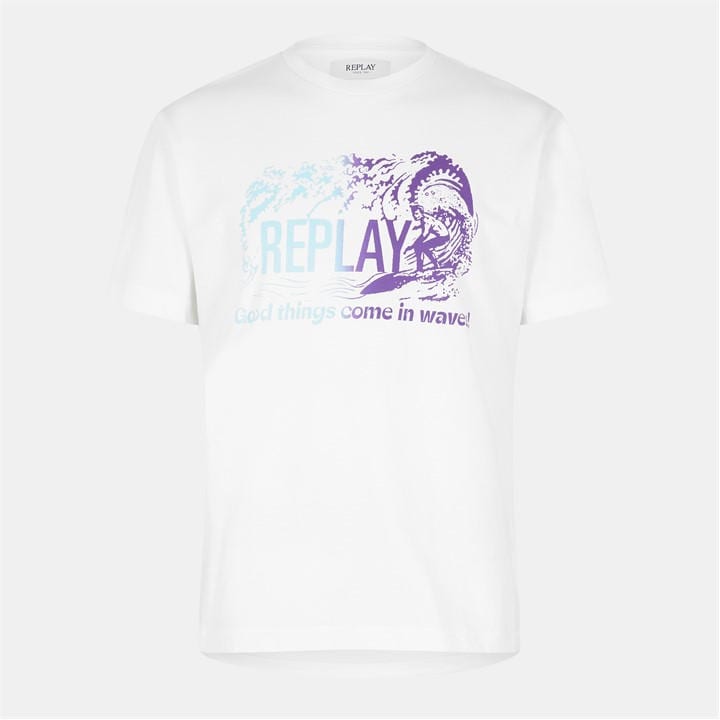 Replay Men' White Surf T-Shirt in Size S, Sports Direct