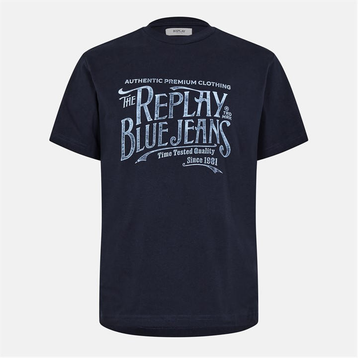 Replay Men's Blue Jeans T-Shirt in Size M, Sports Direct