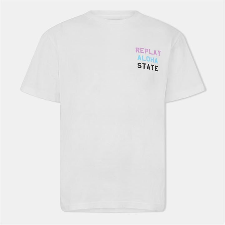 Replay Men's White Aloha State T-Shirt in Size L, Sports Direct