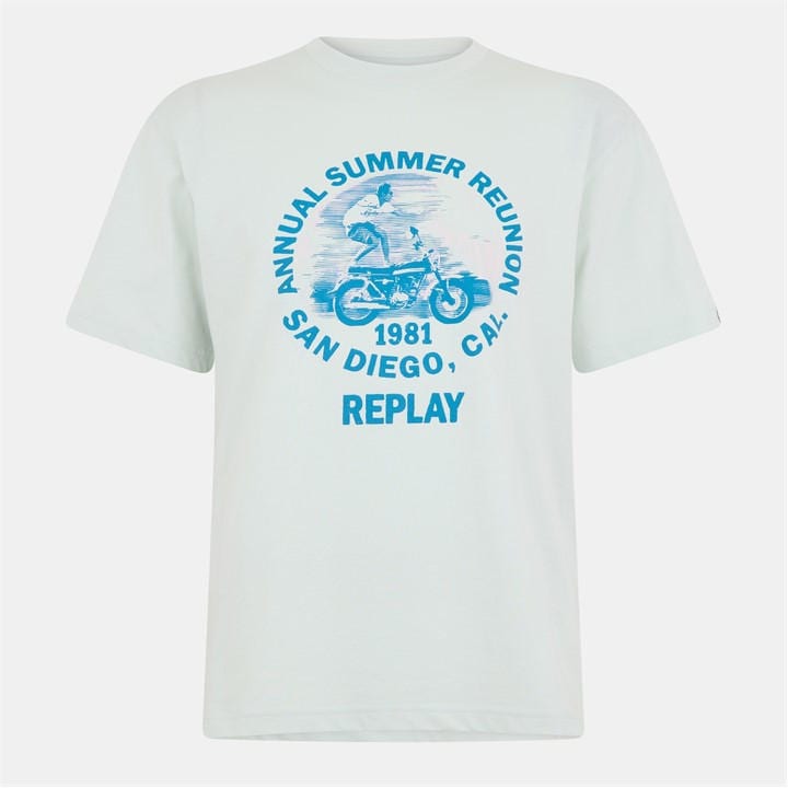 Replay Men's Green Moto Tricks T-Shirt in Size M, Sports Direct