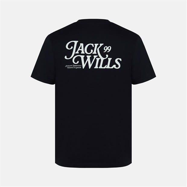 Black - Jack Wills - Men's Script Cotton Short Sleeve Crew Neck Oversized T-Shirt