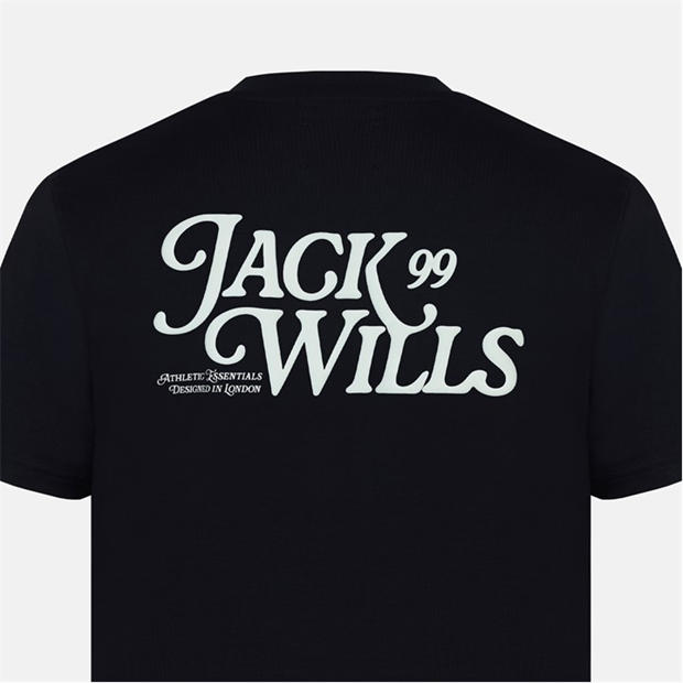 Black - Jack Wills - Men's Script Cotton Short Sleeve Crew Neck Oversized T-Shirt