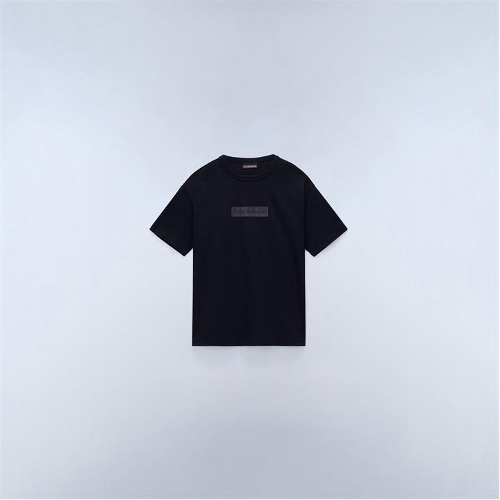 Napapijri Boys Black Napa Box Logo Tee  in Size 8 - 9 Years, Sports Direct