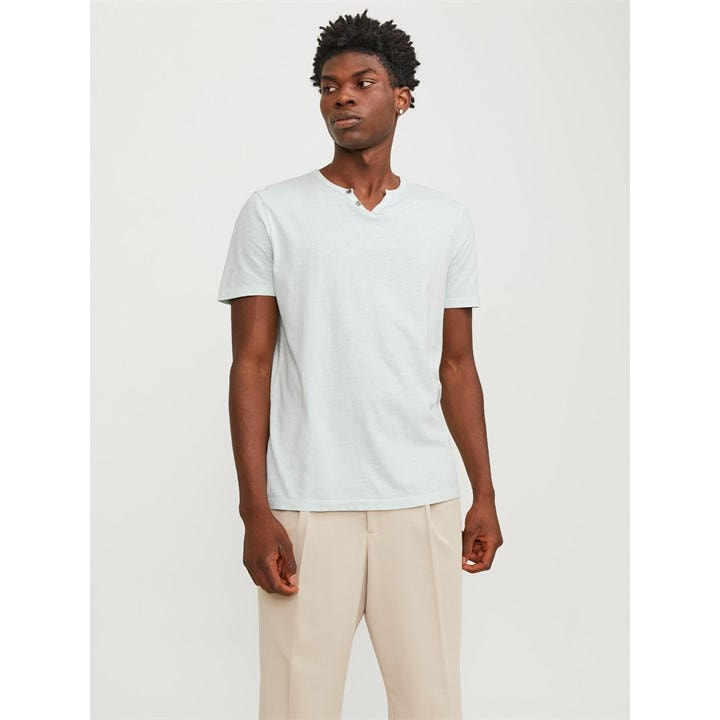 Jack And Jones Men's Blue Split Neck T-Shirt 2XL