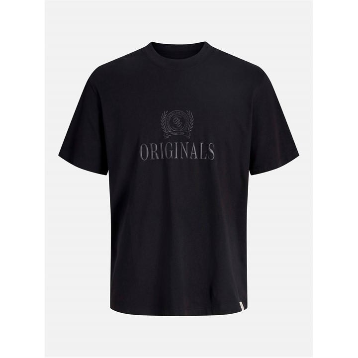 Jack And Jones Men's Black Monogram Short Sleeve T-Shirt in Size XL, Sports Direct