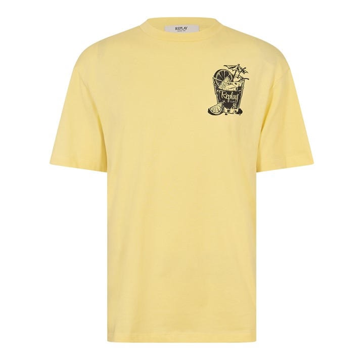 Replay Men's Yellow T-Shirt in Size XL, Sports Direct