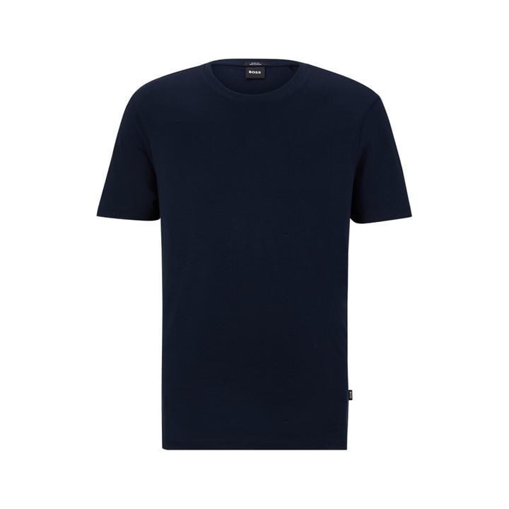 Boss Men's Blue Tessler 150 Black Cotton Short Sleeve Slim Fit T-Shirt in Size L, Sports Direct