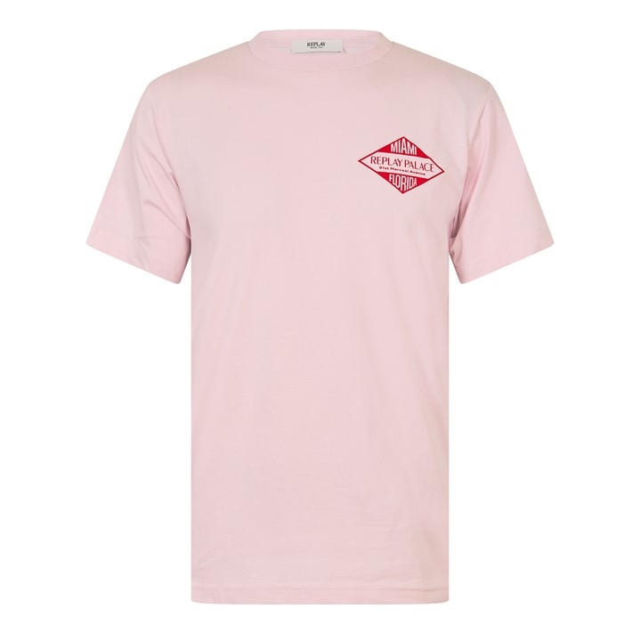 Replay Men' Pink T-Shirt in Size S, Sports Direct