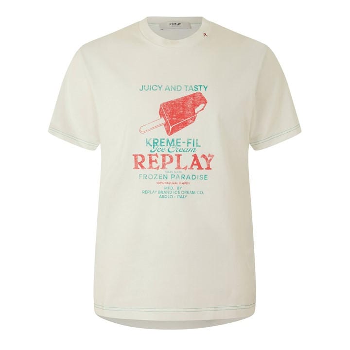 Replay Men's White T-Shirt in Size L, Sports Direct