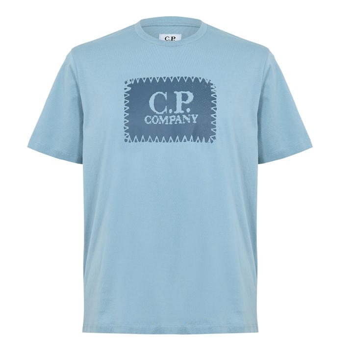 Cp Company Men's Blue Block Logo Regular Fit T-Shirt in Size 2XL, Sports Direct